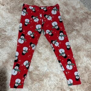 Red Snowman Print Ladies Leggings